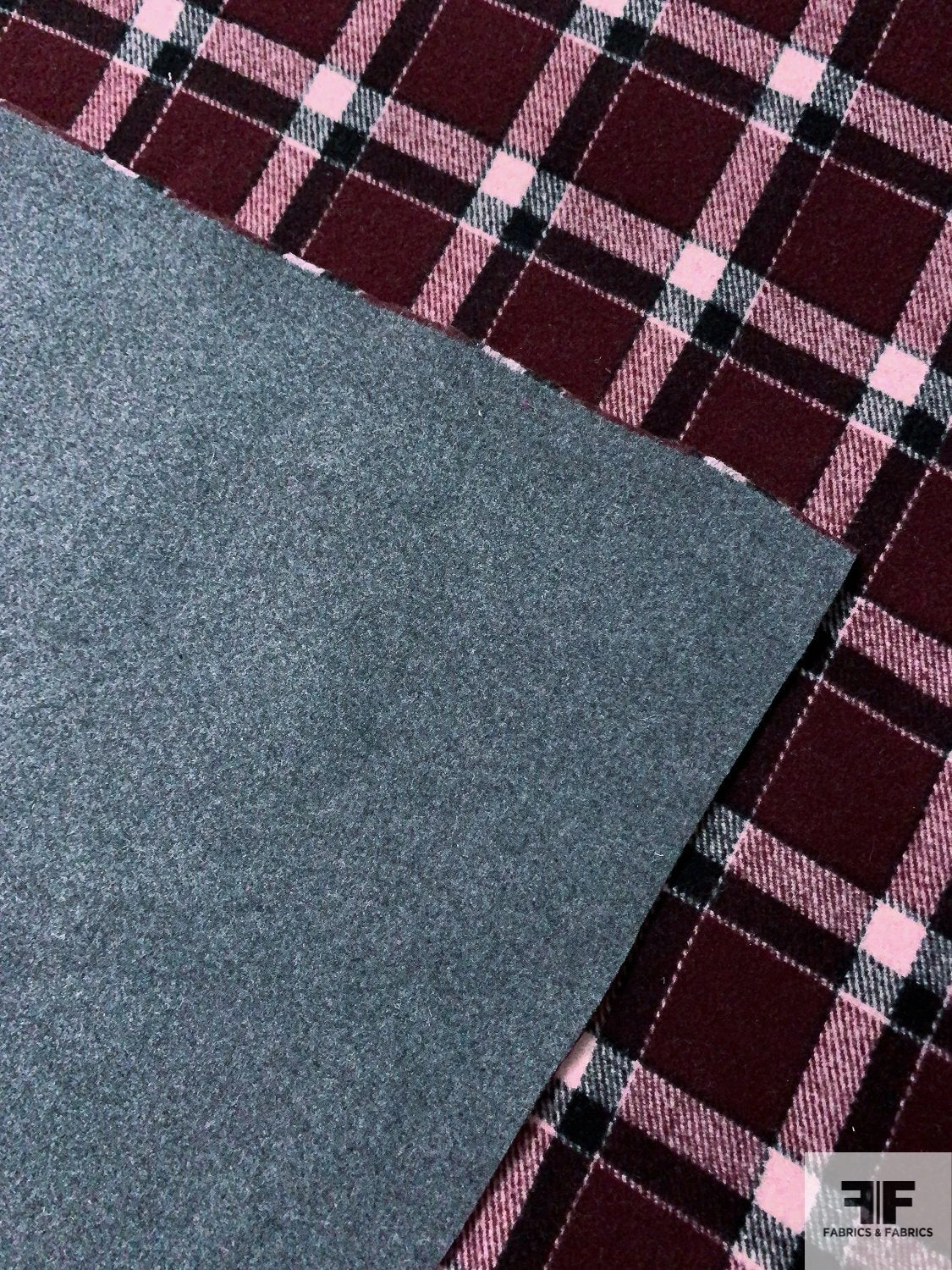 Italian Double-Faced Plaid And Solid Wool Coating - Boysenberry / Black / Light Pink 9 Italian Double-Faced Plaid And Solid Wool Coating - Boysenberry / Black / Light Pink - Image 7