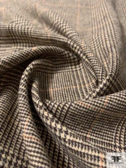 Italian Classic Glen Plaid Wool Blend Suiting - Brown / Beige / Burnt Orange -Fabrics And Fabrics Store 11926 3