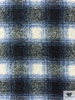 Italian Hazy Plaid Heavy Wool Knit - Navy / Blue / Grey / Off-White -Fabrics And Fabrics Store 11939 4