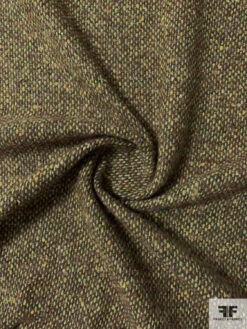 Italian Fuzzy Jacket Weight Wool Blend Tweed - Pear Green / Brown 12 Italian Fuzzy Jacket Weight Wool Blend Tweed - Pear Green / Brown -Fabrics And Fabrics Store 11948 2