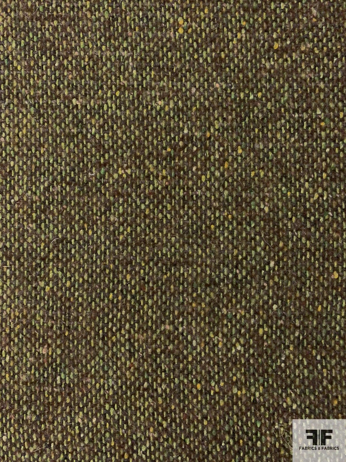 Italian Fuzzy Jacket Weight Wool Blend Tweed - Pear Green / Brown 7 Italian Fuzzy Jacket Weight Wool Blend Tweed - Pear Green / Brown - Image 5