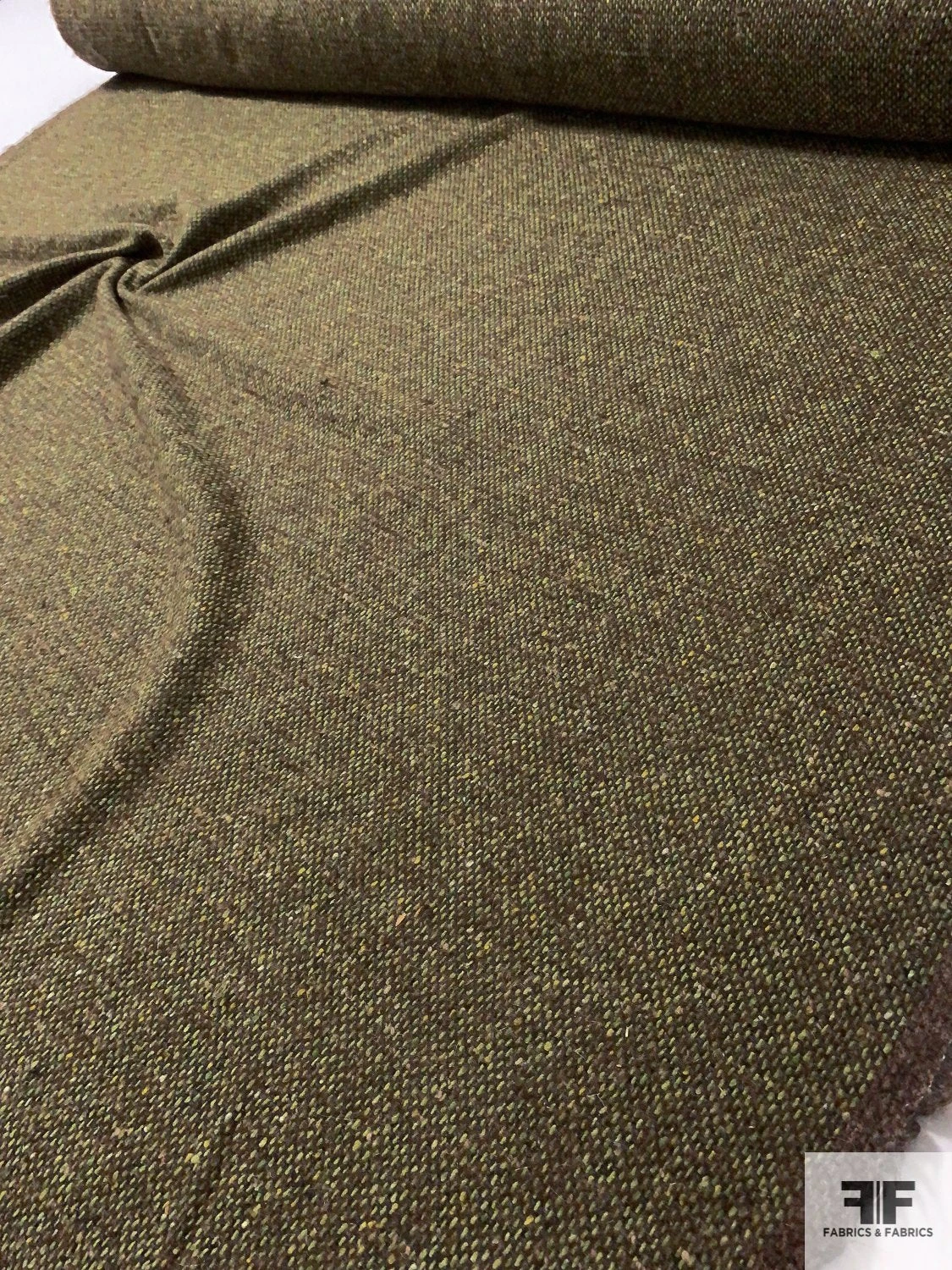 Italian Fuzzy Jacket Weight Wool Blend Tweed - Pear Green / Brown 10 Italian Fuzzy Jacket Weight Wool Blend Tweed - Pear Green / Brown - Image 8