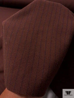 Italian Striped Wool Crepe Suiting - Cherry Chesnut Brown / Navy -Fabrics And Fabrics Store 11967 6 7db1a809 0a3a 4fd3 a407 93203ee577fc