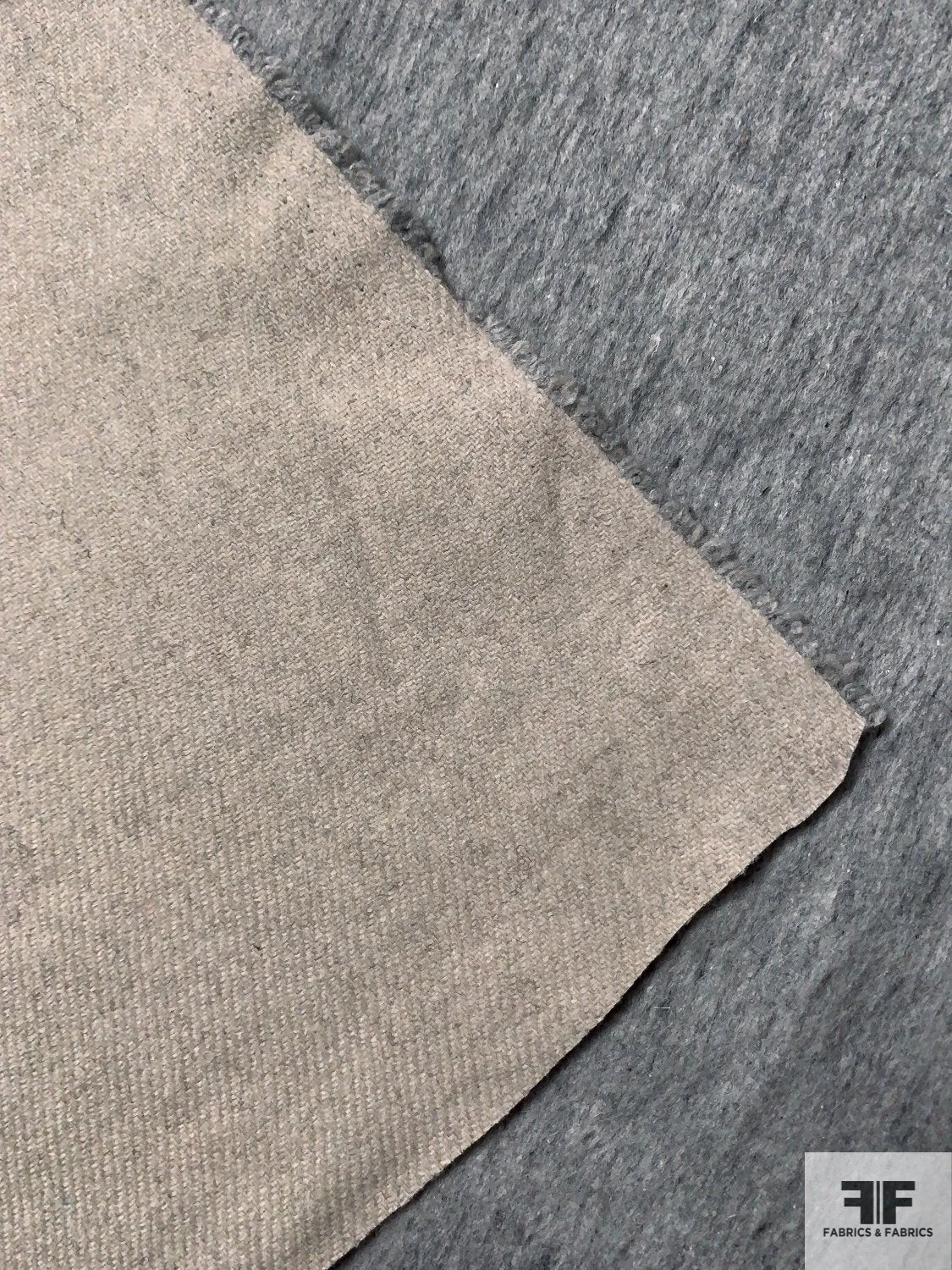 Italian Double-Sided Brushed Twill Lightweight Wool Blend Coating - Heather Grey /Beige 10 Italian Double-Sided Brushed Twill Lightweight Wool Blend Coating - Heather Grey /Beige - Image 8
