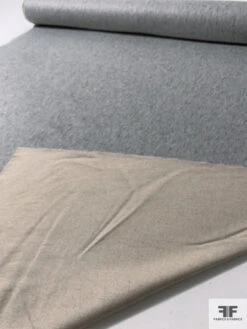 Italian Double-Sided Brushed Twill Lightweight Wool Blend Coating - Heather Grey /Beige