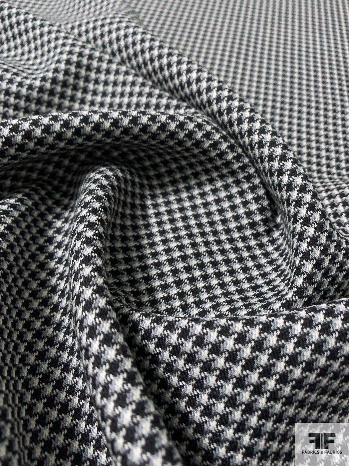 Made In England Super 100s Fine Houndstooth Wool Suiting - Black / Off-White / Grey 4 Made In England Super 100s Fine Houndstooth Wool Suiting - Black / Off-White / Grey - Image 2