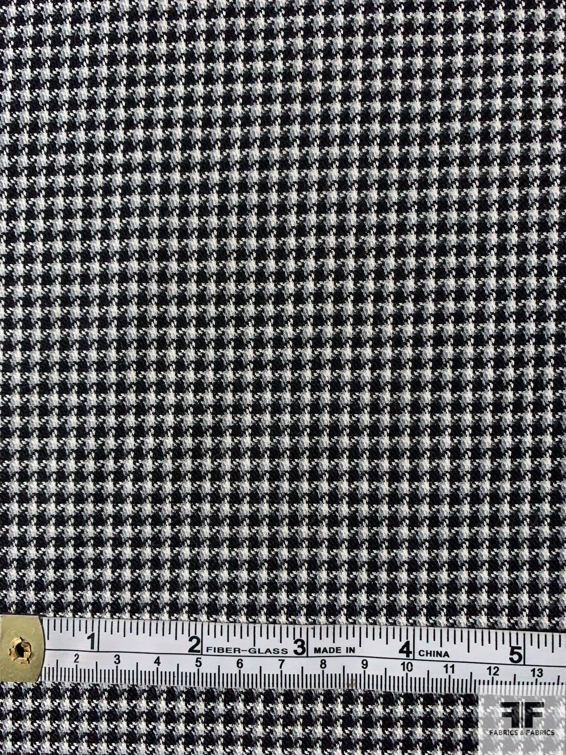 Made In England Super 100s Fine Houndstooth Wool Suiting - Black / Off-White / Grey 8 Made In England Super 100s Fine Houndstooth Wool Suiting - Black / Off-White / Grey - Image 6