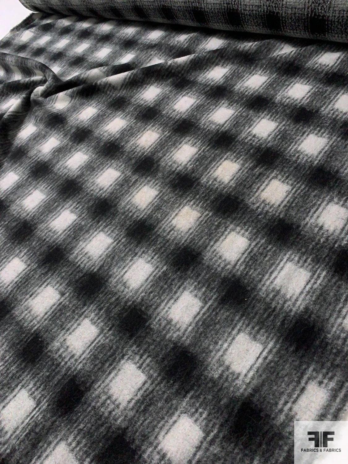 Bold Plaid Wool-Like Jacket Weight Knit - Black / Ivory 10 Bold Plaid Wool-Like Jacket Weight Knit - Black / Ivory - Image 8