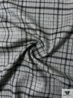 Italian Double-Sided Plaid And Solid Wool Coating - Heather Grey / Black -Fabrics And Fabrics Store 11988 2