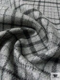Italian Double-Sided Plaid And Solid Wool Coating - Heather Grey / Black -Fabrics And Fabrics Store 11988 3