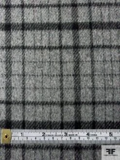 Italian Double-Sided Plaid And Solid Wool Coating - Heather Grey / Black -Fabrics And Fabrics Store 11988 5