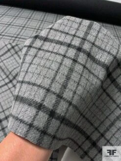 Italian Double-Sided Plaid And Solid Wool Coating - Heather Grey / Black -Fabrics And Fabrics Store 11988 6