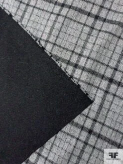 Italian Double-Sided Plaid And Solid Wool Coating - Heather Grey / Black -Fabrics And Fabrics Store 11988 7