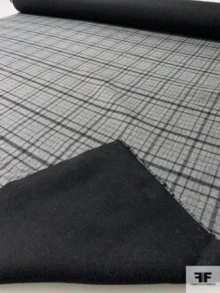 Italian Double-Sided Plaid And Solid Wool Coating - Heather Grey / Black