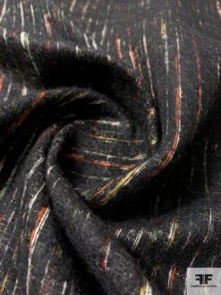 Italian Streaky Lines Brushed Wool Blend Suiting - Black / Turmeric / Orange / Off-White 13 Italian Streaky Lines Brushed Wool Blend Suiting - Black / Turmeric / Orange / Off-White -Fabrics And Fabrics Store 11992 3