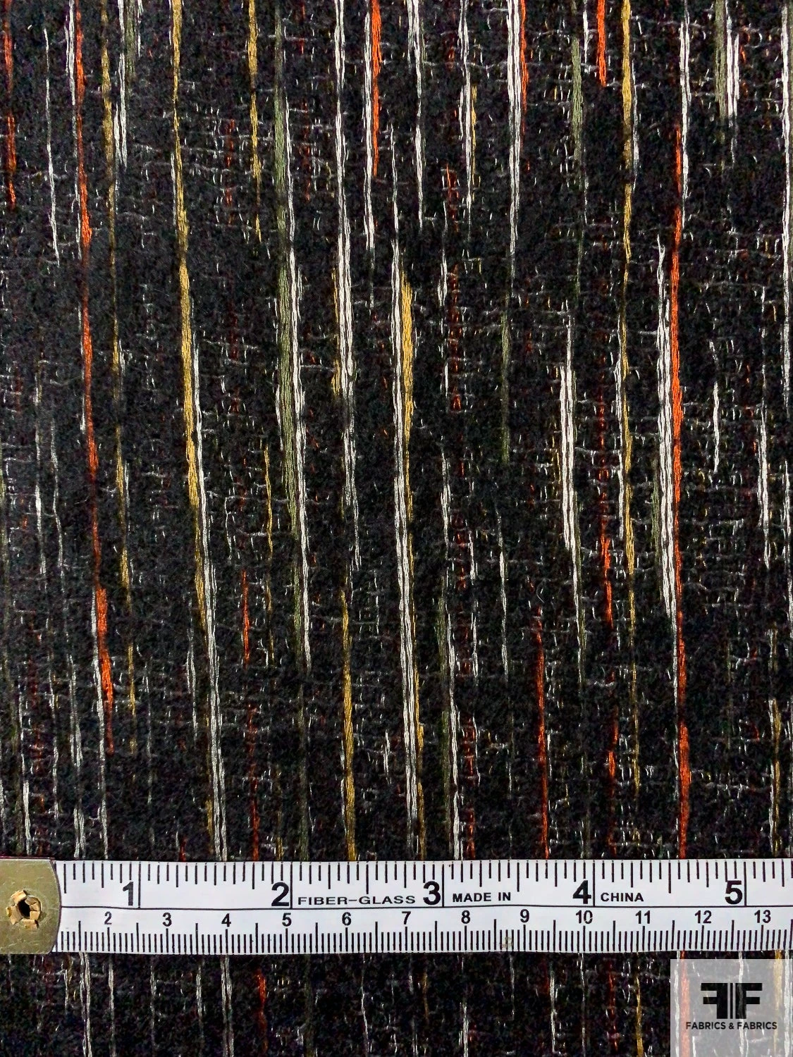 Italian Streaky Lines Brushed Wool Blend Suiting - Black / Turmeric / Orange / Off-White 8 Italian Streaky Lines Brushed Wool Blend Suiting - Black / Turmeric / Orange / Off-White - Image 6