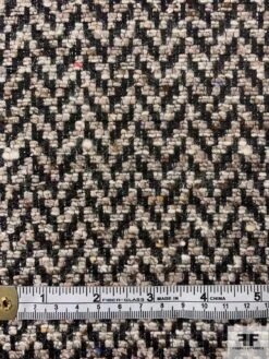 Italian Chevron Ladies Tweed Suiting With Lurex Fibers - Black / Taupe / Greys -Fabrics And Fabrics Store 11994 5