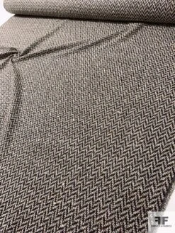 Italian Chevron Ladies Tweed Suiting With Lurex Fibers - Black / Taupe / Greys -Fabrics And Fabrics Store 11994 7