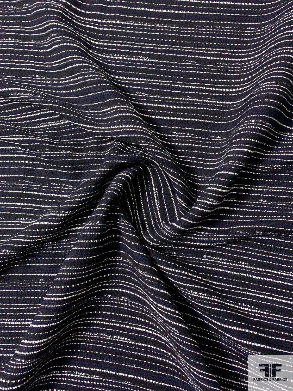 Italian Nubby Striped Wool Suiting - Navy / Black / White 5 Italian Nubby Striped Wool Suiting - Navy / Black / White - Image 3