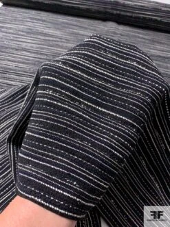 Italian Nubby Striped Wool Suiting - Navy / Black / White 15 Italian Nubby Striped Wool Suiting - Navy / Black / White -Fabrics And Fabrics Store 12000 6
