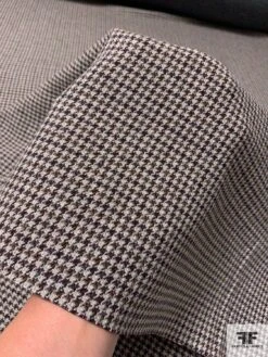 Italian 2-Ply Double Sided Houndstooth And Solid Flannel Jacket Weight Suiting - Navy / Light Grey / Grape / Brown -Fabrics And Fabrics Store 12004 5