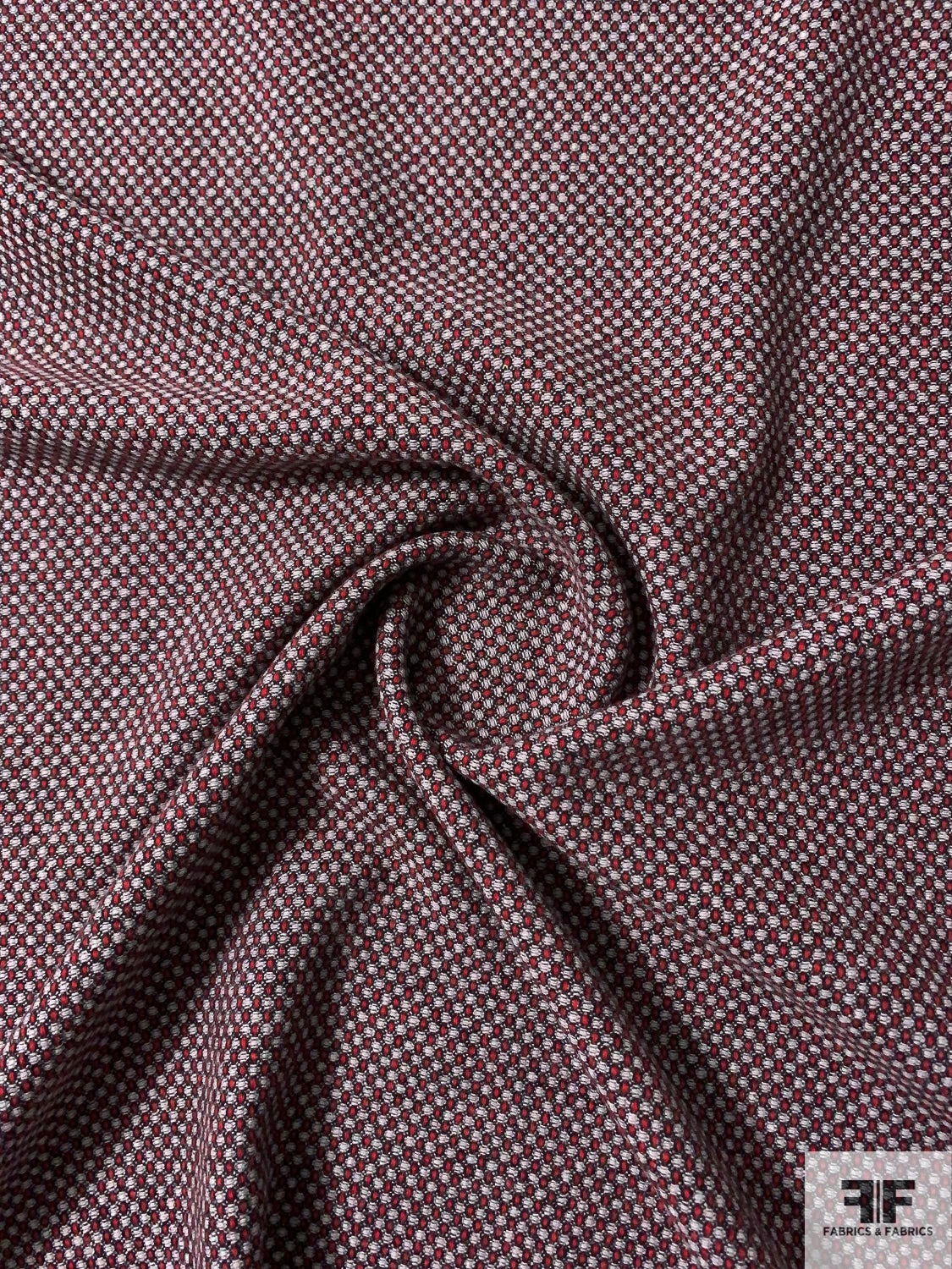 Italian Micro-Basketweave Wool Blend Ladies Suiting - Red / Grey / Black 4 Italian Micro-Basketweave Wool Blend Ladies Suiting - Red / Grey / Black - Image 2