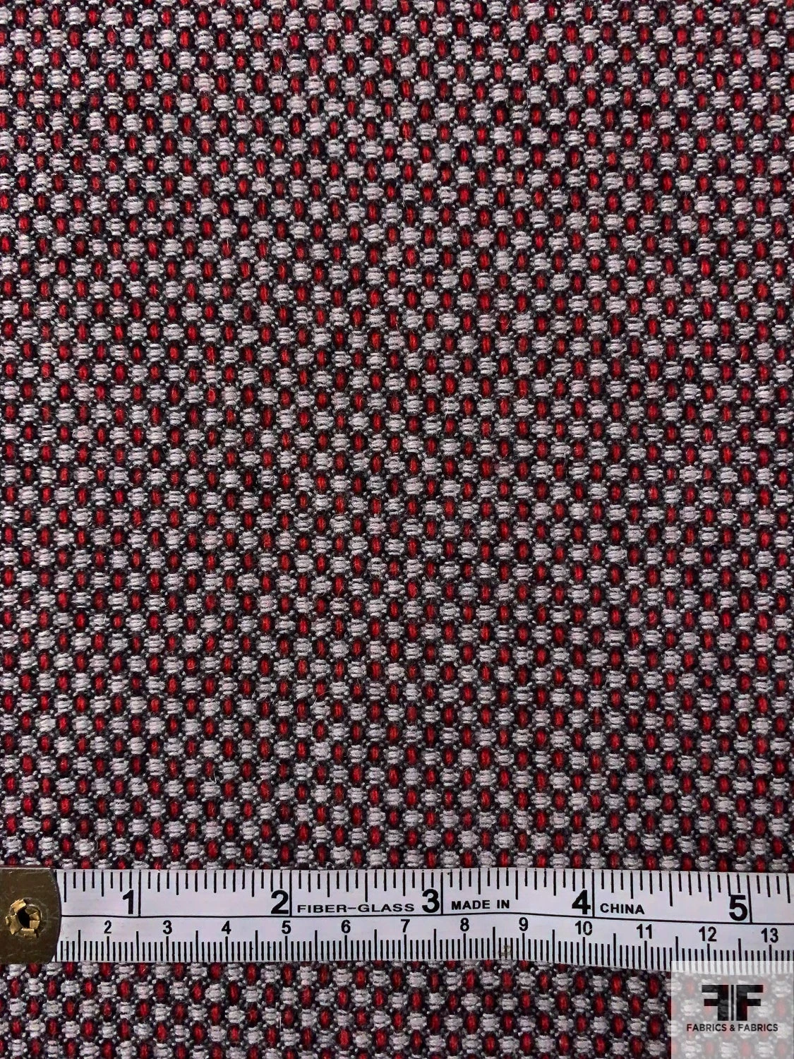 Italian Micro-Basketweave Wool Blend Ladies Suiting - Red / Grey / Black 6 Italian Micro-Basketweave Wool Blend Ladies Suiting - Red / Grey / Black - Image 4