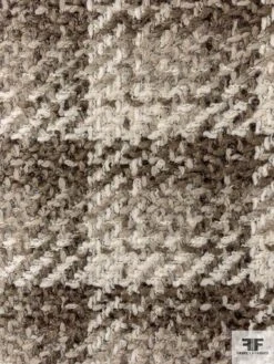 Italian Basketweave Grid Boucle Wool Blend Jacket Weight Coating - Shades Of Taupe / Off-White -Fabrics And Fabrics Store 12013 4