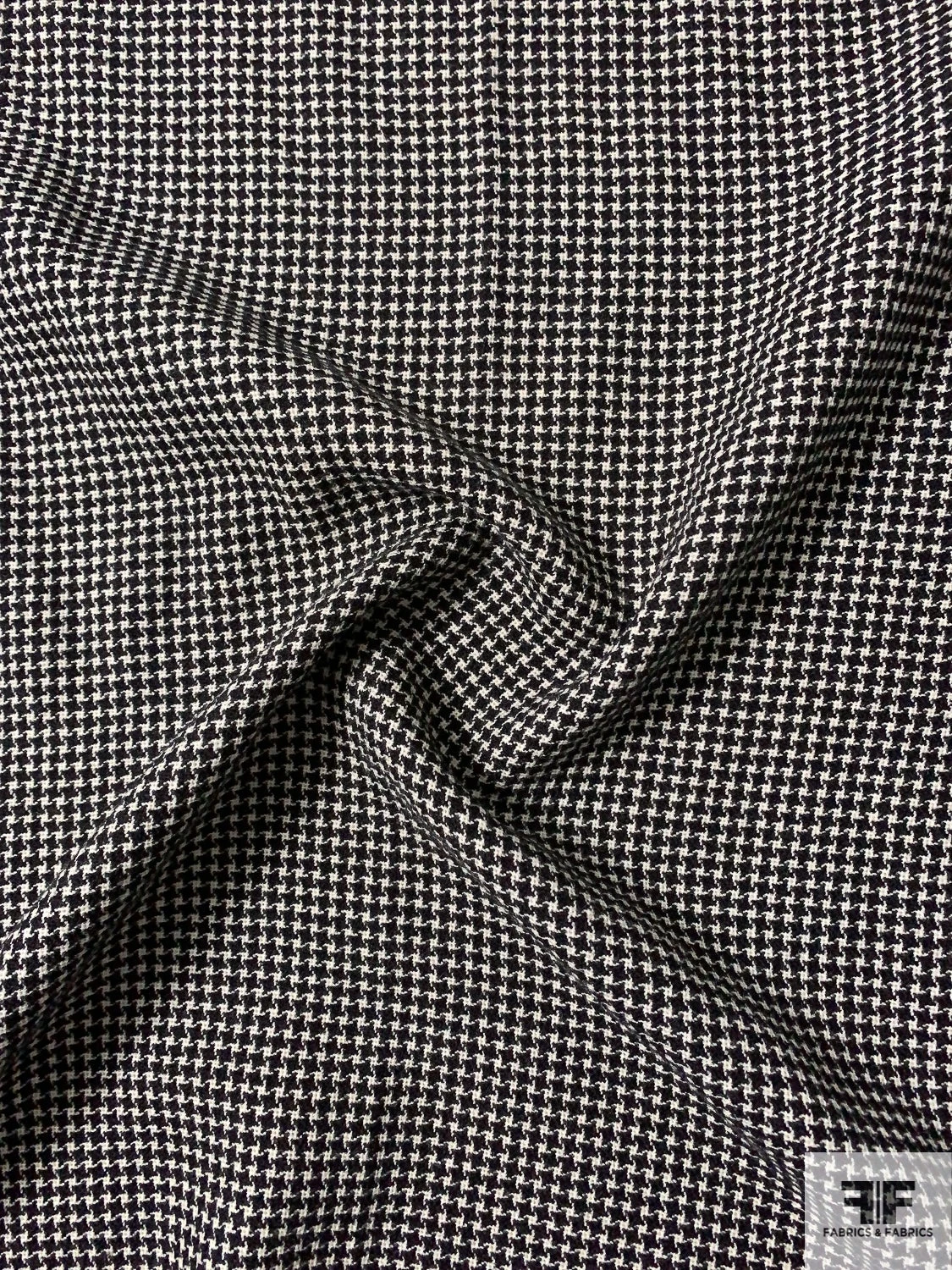 Italian Micro Houndstooth Ladies Wool Tweed Suiting - Black / Ivory 5 Italian Micro Houndstooth Ladies Wool Tweed Suiting - Black / Ivory - Image 3