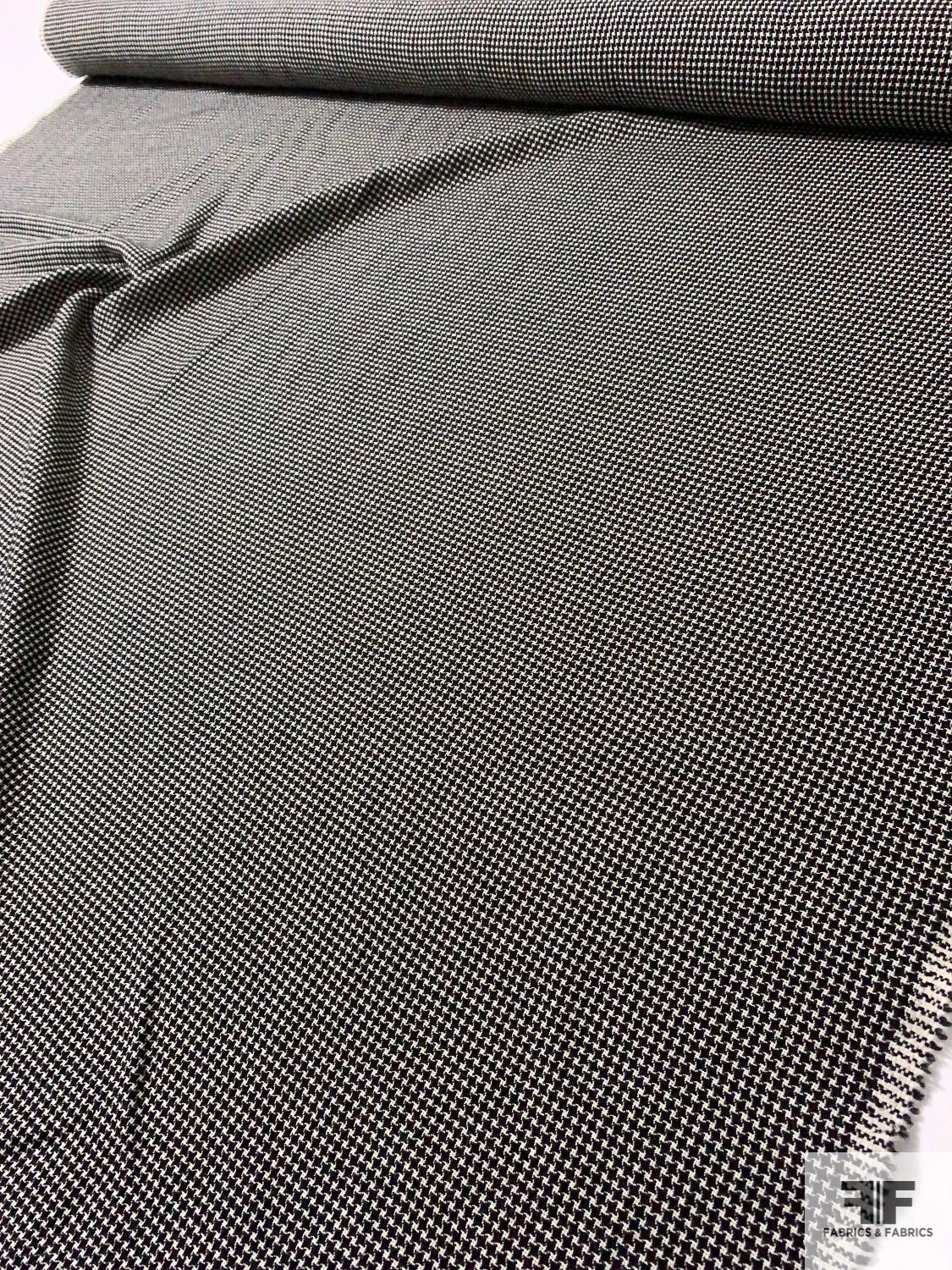 Italian Micro Houndstooth Ladies Wool Tweed Suiting - Black / Ivory 10 Italian Micro Houndstooth Ladies Wool Tweed Suiting - Black / Ivory - Image 8
