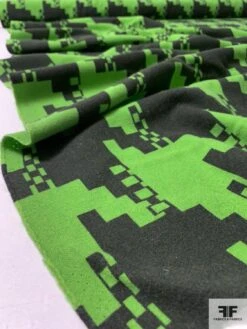 Italian Modern Houndstooth Printed Wool Flannel Suiting - Lizard Green / Onyx 17 Italian Modern Houndstooth Printed Wool Flannel Suiting - Lizard Green / Onyx -Fabrics And Fabrics Store 12036 7