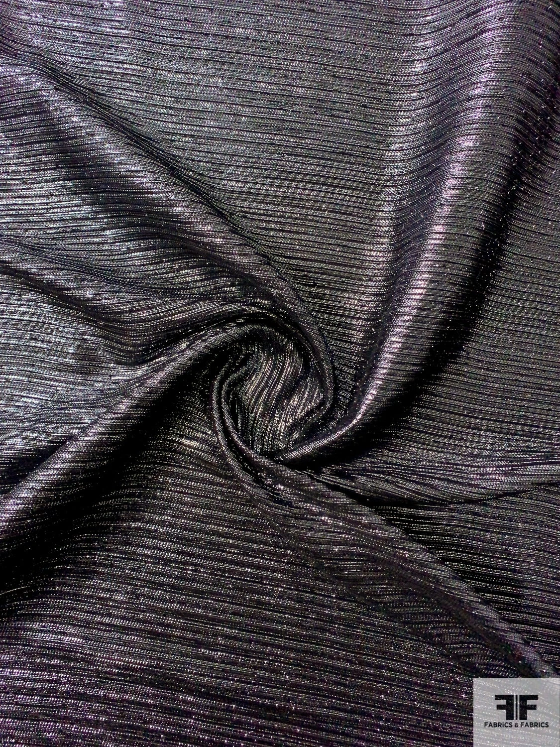 Italian Soft Ottoman Lamé - Metallic Gunmetal Purple / Black 5 Italian Soft Ottoman Lamé - Metallic Gunmetal Purple / Black - Image 3