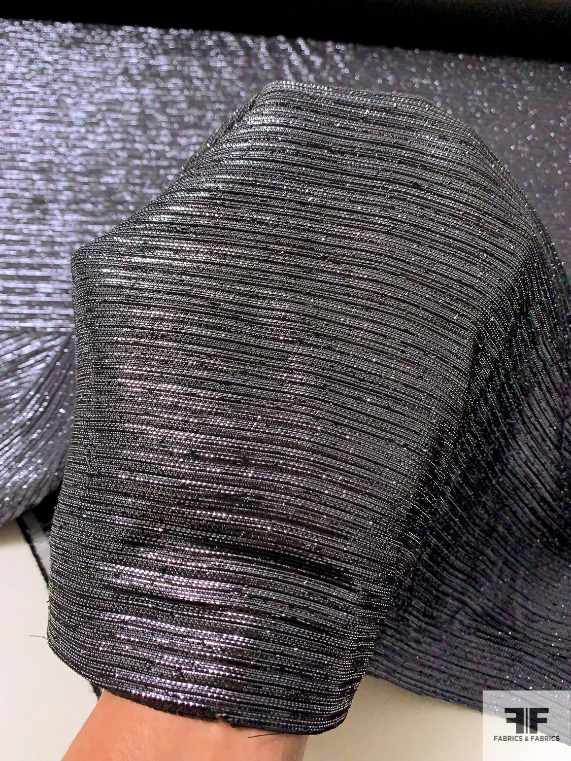 Italian Soft Ottoman Lamé - Metallic Gunmetal Purple / Black 9 Italian Soft Ottoman Lamé - Metallic Gunmetal Purple / Black - Image 7