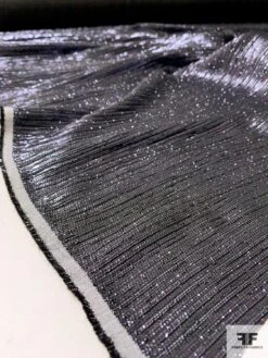 Italian Soft Ottoman Lamé - Metallic Gunmetal Purple / Black