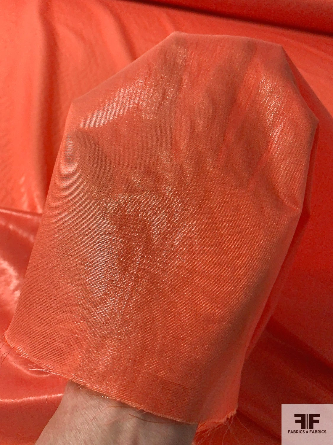 Italian Slightly Crisp Semi-Sheer Silk Lamé - Deep Orange 7 Italian Slightly Crisp Semi-Sheer Silk Lamé - Deep Orange - Image 5