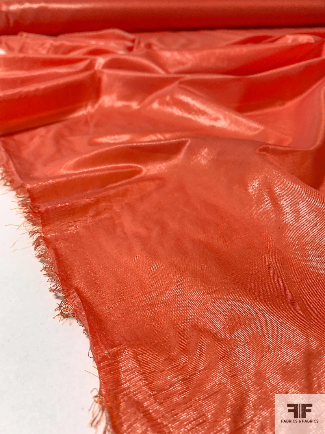 Italian Slightly Crisp Semi-Sheer Silk Lamé - Deep Orange 8 Italian Slightly Crisp Semi-Sheer Silk Lamé - Deep Orange - Image 6