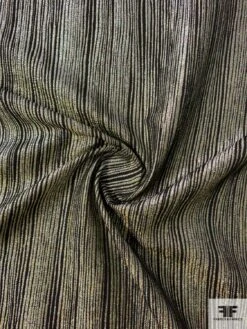 Italian Ladies Suiting With Metallic Wavy Stripes And Vertical Stretch - Aurora Borealis Gold / Black -Fabrics And Fabrics Store 12053 2