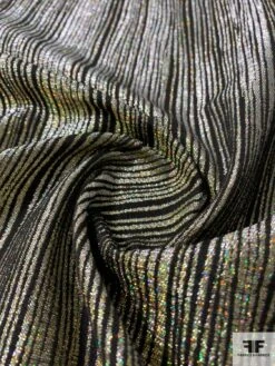 Italian Ladies Suiting With Metallic Wavy Stripes And Vertical Stretch - Aurora Borealis Gold / Black -Fabrics And Fabrics Store 12053 3