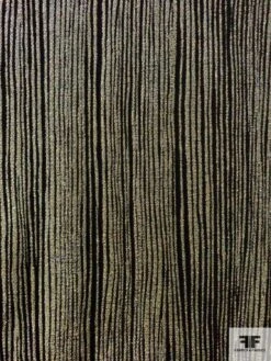 Italian Ladies Suiting With Metallic Wavy Stripes And Vertical Stretch - Aurora Borealis Gold / Black -Fabrics And Fabrics Store 12053 4