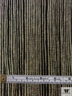 Italian Ladies Suiting With Metallic Wavy Stripes And Vertical Stretch - Aurora Borealis Gold / Black -Fabrics And Fabrics Store 12053 5