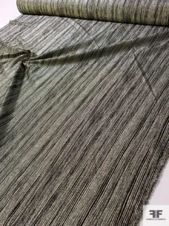 Italian Ladies Suiting With Metallic Wavy Stripes And Vertical Stretch - Aurora Borealis Gold / Black -Fabrics And Fabrics Store 12053 8