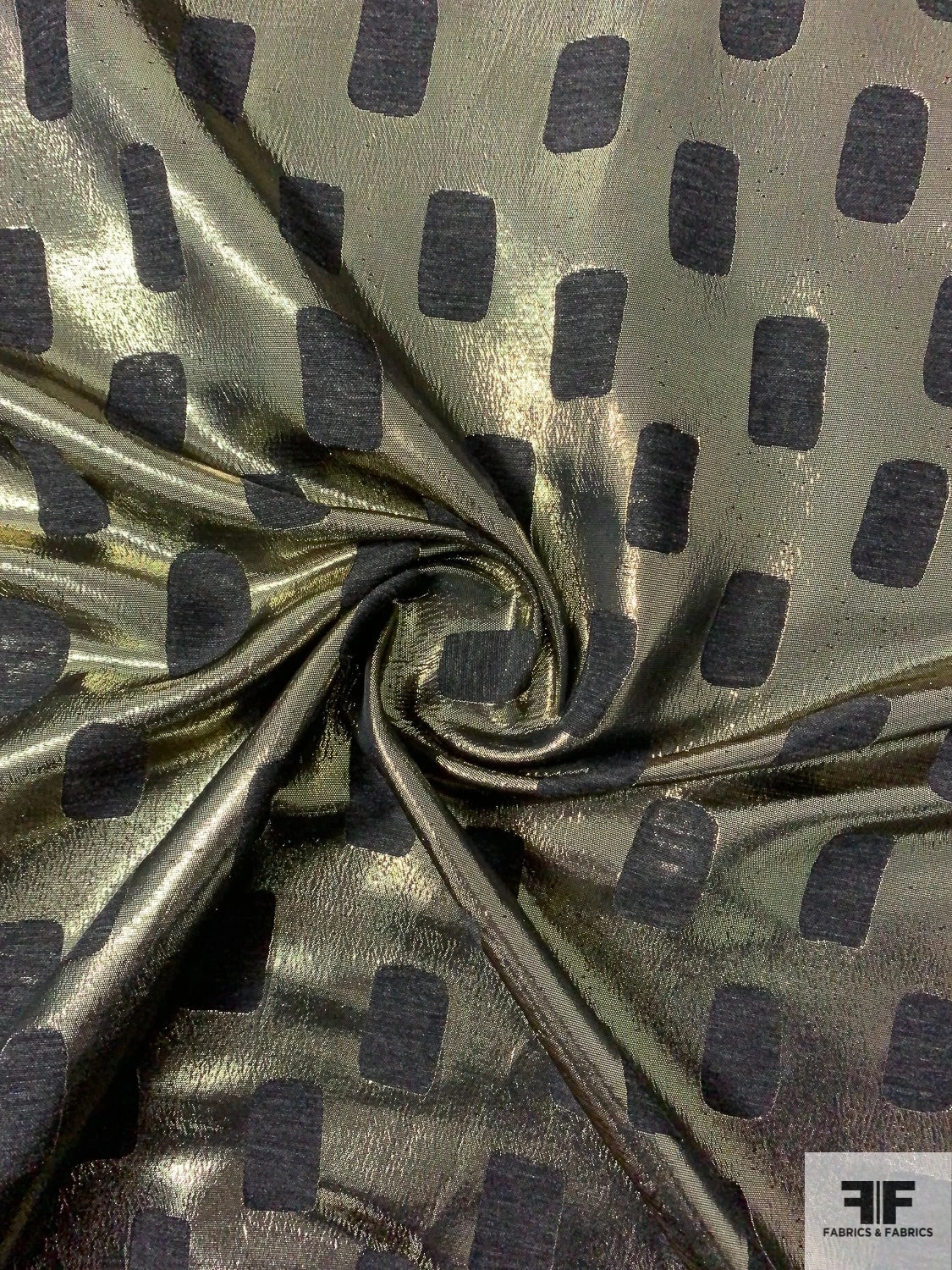 Italian Rectangle Design Ladies Suiting Weight Lamé - Gold / Black 6 Italian Rectangle Design Ladies Suiting Weight Lamé - Gold / Black - Image 4