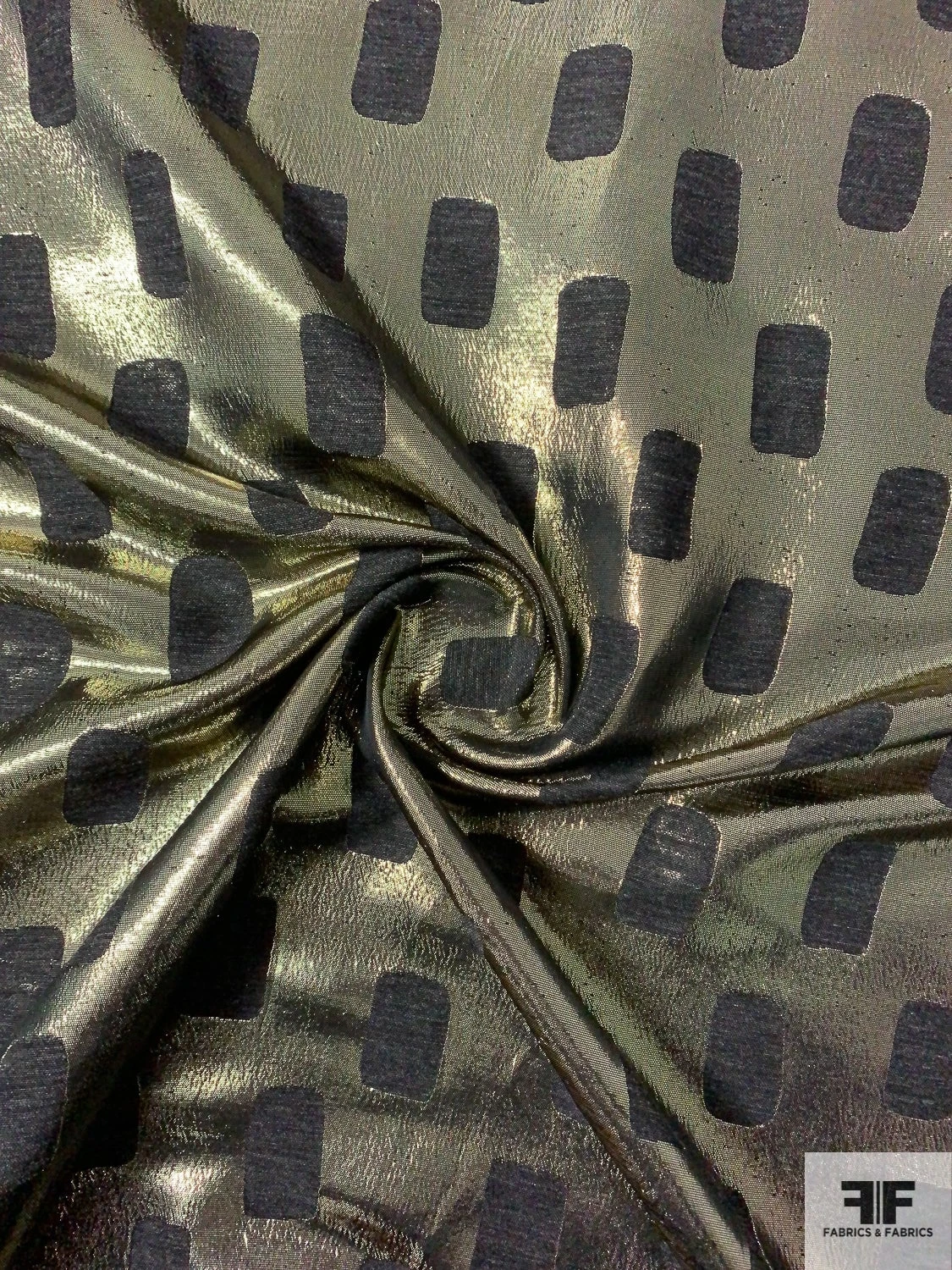 Italian Rectangle Design Ladies Suiting Weight Lamé - Gold / Black 5 Italian Rectangle Design Ladies Suiting Weight Lamé - Gold / Black - Image 3