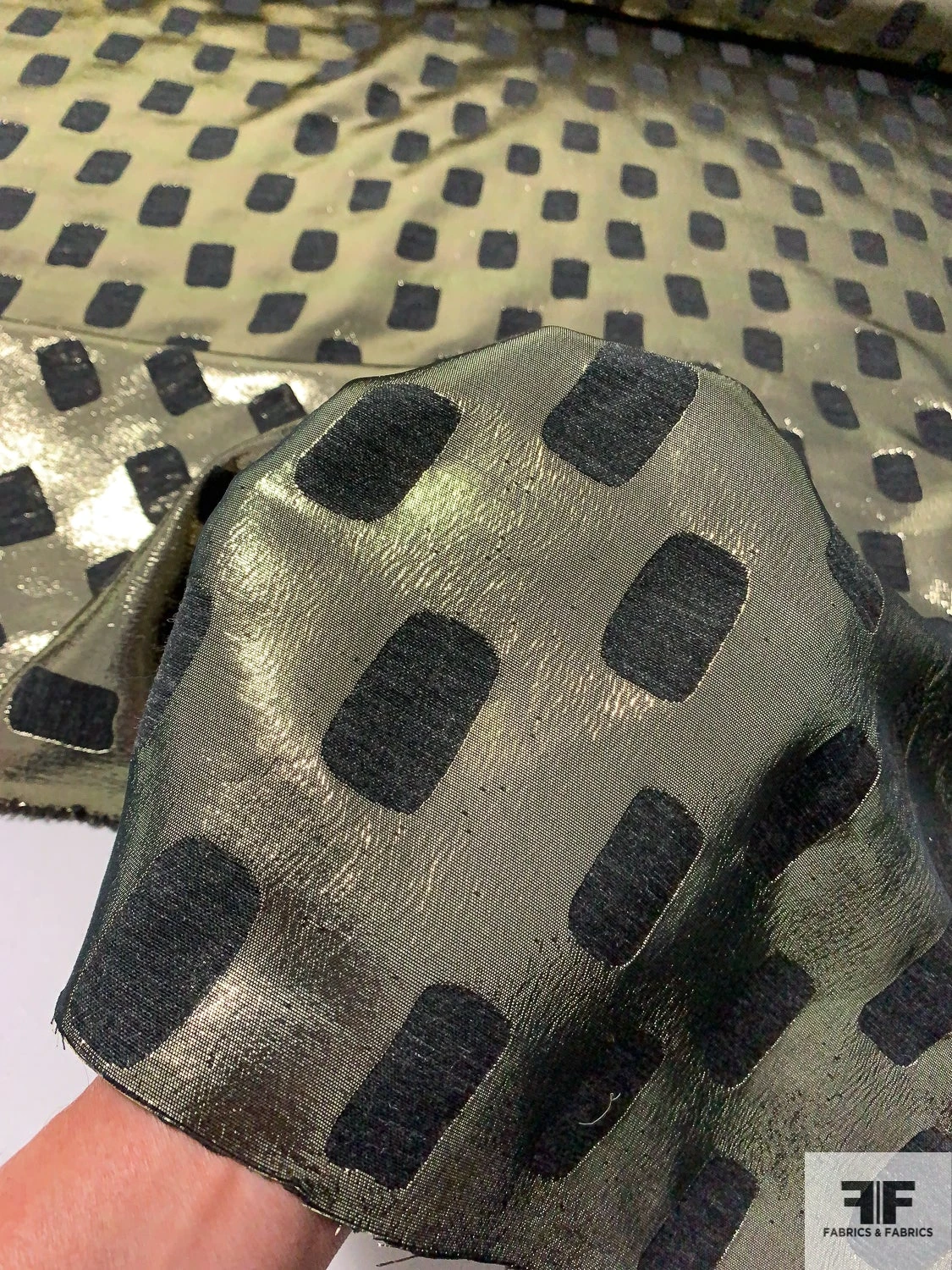 Italian Rectangle Design Ladies Suiting Weight Lamé - Gold / Black 9 Italian Rectangle Design Ladies Suiting Weight Lamé - Gold / Black - Image 7