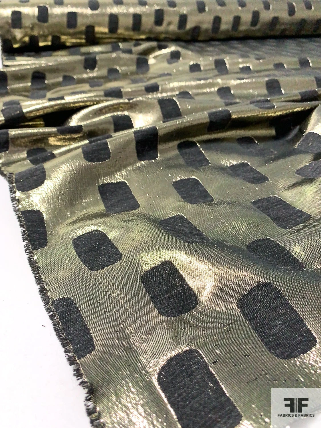 Italian Rectangle Design Ladies Suiting Weight Lamé - Gold / Black 3 Italian Rectangle Design Ladies Suiting Weight Lamé - Gold / Black