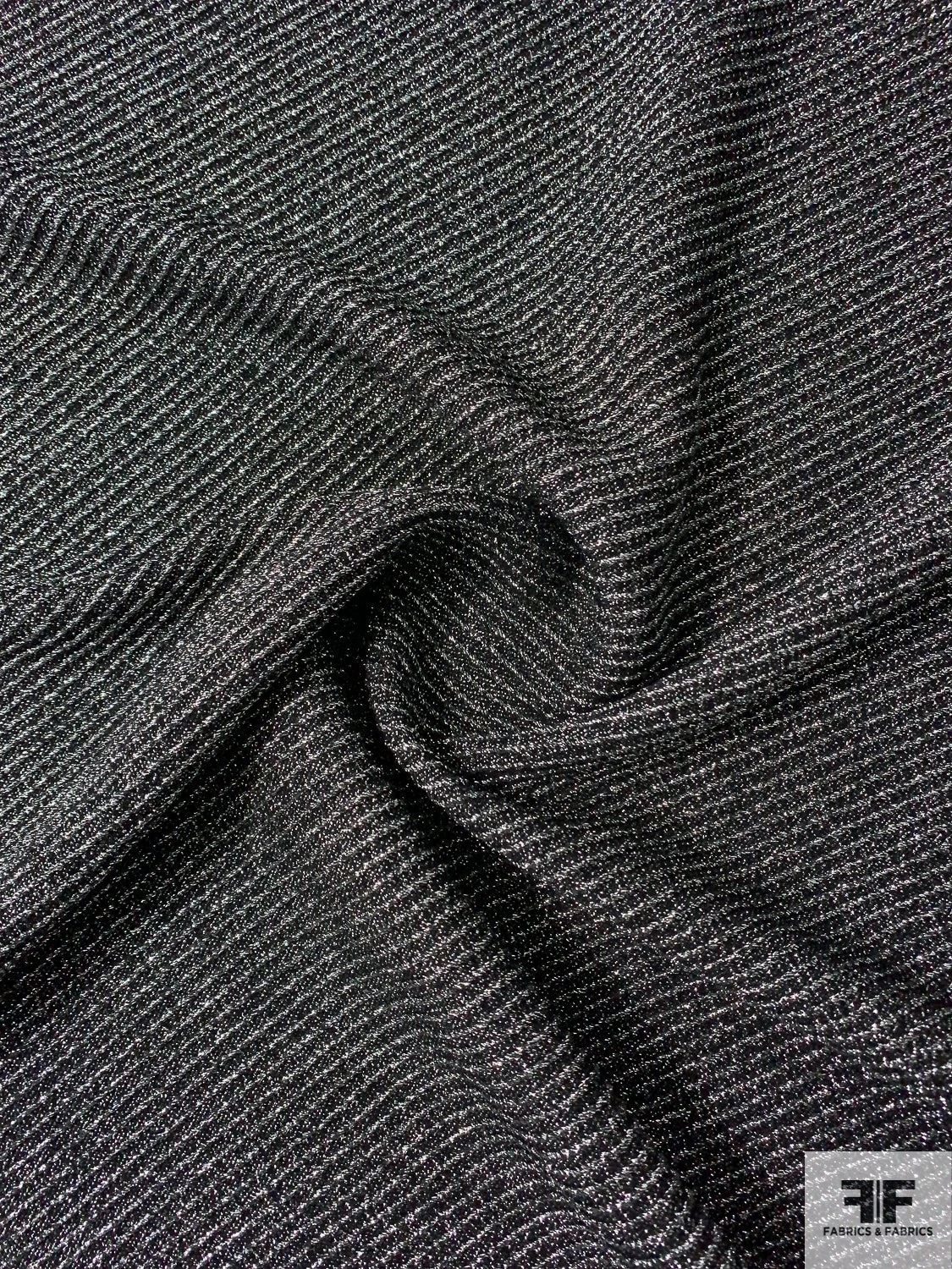 Italian Diagonal Striped Textured Lamé Suiting - Silver / Black 5 Italian Diagonal Striped Textured Lamé Suiting - Silver / Black - Image 3