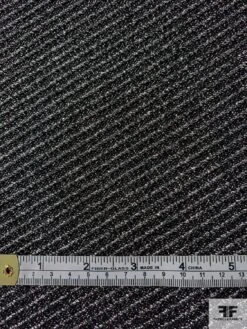 Italian Diagonal Striped Textured Lamé Suiting - Silver / Black 13 Italian Diagonal Striped Textured Lamé Suiting - Silver / Black -Fabrics And Fabrics Store 12063 4