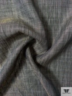Italian Linen-Like Cotton With Lurex Stripes Lamé - Dark Navy / Grey / Gold -Fabrics And Fabrics Store 12066 1