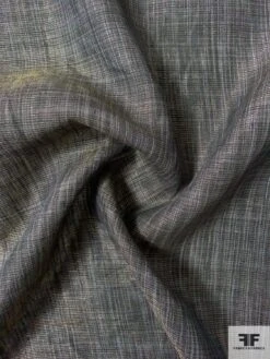 Italian Linen-Like Cotton With Lurex Stripes Lamé - Dark Navy / Grey / Gold -Fabrics And Fabrics Store 12066 2