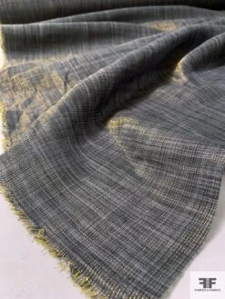 Italian Linen-Like Cotton With Lurex Stripes Lamé - Dark Navy / Grey / Gold -Fabrics And Fabrics Store 12066 6